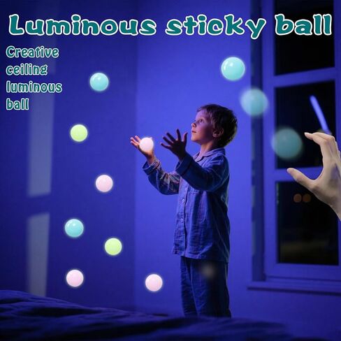 6pcs 2.4in Lumi Balls,Dream Balls,Glow in The Dark Sticky Ball That Stick to The Ceiling,Elevated Stress Balls for Kids and Adults,Stocking Stuffers,ASMR Cool Stuff for Teens in Kuwait