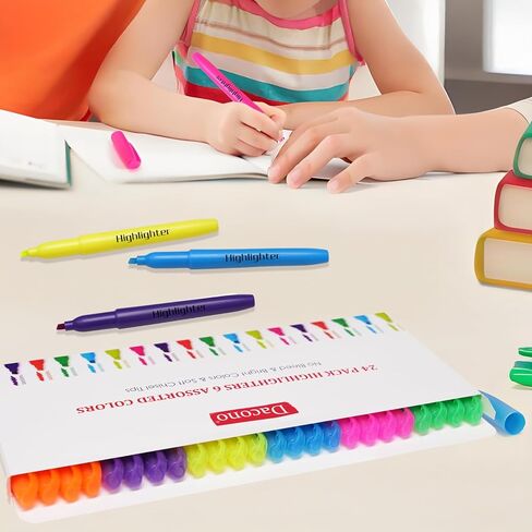 Highlighters Assorted Colors, Highlighters for School with Soft Chisel Tips, Bible Highlighter No Bleed, Quick-Drying Highlighter Markers for Teacher Students, Classroom Must Have, 24 Pack in Saudi Arabia