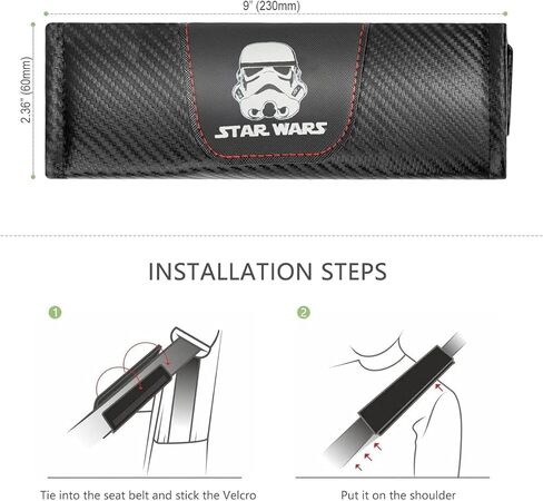 قطعتان من وسادة غطاء حزام مقعد السيارة لسيارة SW Storm-Trooper، وسادة كتف حزام الأمان من ألياف الكربون لقيادة أكثر راحة، متوافقة مع السيارة والشاحنة وسيارات الدفع الرباعي وأحزمة الكتف على الظهر، (SWSBD2201) in Saudi Arabia