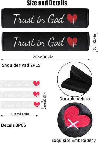 2 Pack Car Seat Belt Shoulder Pads with 3 PCS Trust in God Rearview Mirror Stickers, Soft Seatbelt Cushion Covers, All Season Christian Car Accessories for Women and Men Idea in Saudi Arabia