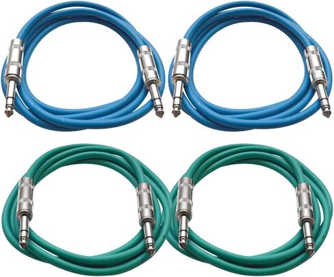 Seismic Audio - SATRX-2-4 Pack of 2' 1/4" TRS to 1/4" TRS Patch Cables - Balanced - 2 Foot Patch Cord - Red and Red in Saudi Arabia