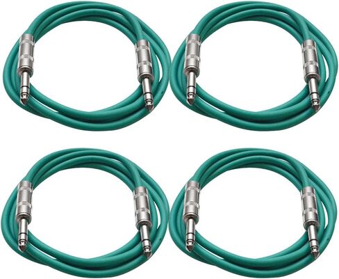 Seismic Audio - SATRX-2-4 Pack of 2' 1/4" TRS to 1/4" TRS Patch Cables - Balanced - 2 Foot Patch Cord - Red and Red in Saudi Arabia