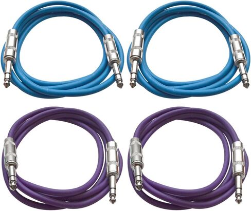 Seismic Audio - SATRX-2-4 Pack of 2' 1/4" TRS to 1/4" TRS Patch Cables - Balanced - 2 Foot Patch Cord - Red and Red in Saudi Arabia