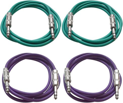 Seismic Audio - SATRX-2-4 Pack of 2' 1/4" TRS to 1/4" TRS Patch Cables - Balanced - 2 Foot Patch Cord - Red and Red in Saudi Arabia