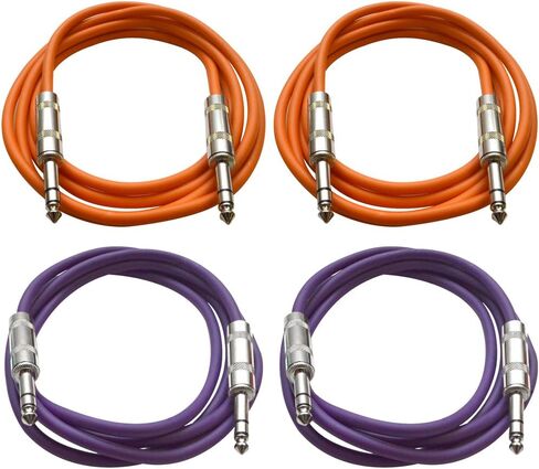 Seismic Audio - SATRX-2-4 Pack of 2' 1/4" TRS to 1/4" TRS Patch Cables - Balanced - 2 Foot Patch Cord - Red and Red in Saudi Arabia