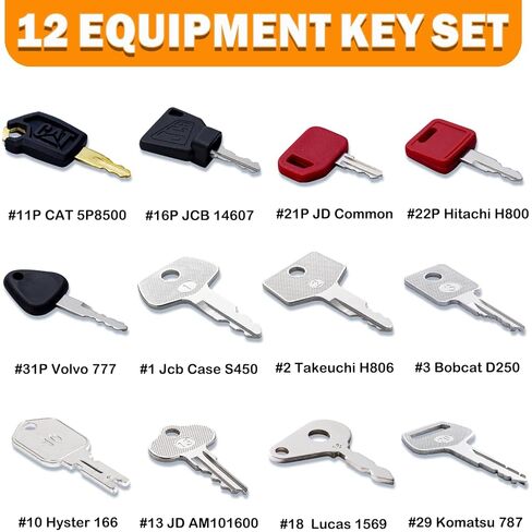 WAH LIN PARTS 67 Heavy Equipment Master Key Set Construction Operator Equipment Ignition Keys for JD JCB Case Caterpillar Hyster Kubota Yanmar Genie JLG Komatsu Kobelco Toyota and Volvo in Saudi Arabia