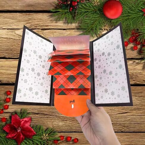 3 قطع كتيب بطاقات هدايا عيد الميلاد الشلال المصنوع يدويًا، مغلفات نقود للنقود، تصميم قابل للسحب، بطاقات عيد ميلاد سعيد، كتيب بطاقات هدايا DIY، مستلزمات كتب بطاقات هدايا عيد الميلاد لحفلات الأعياد in Kuwait