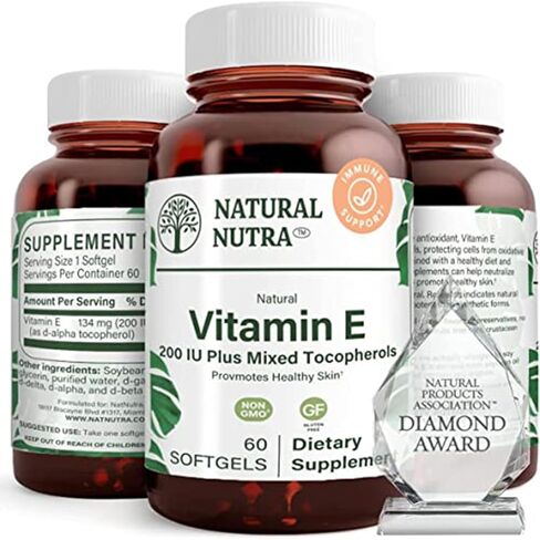مكمل Nutra Vitamin E 400 IU الطبيعي، يعزز صحة البشرة، ويعزز نمو الشعر والأظافر، ويساعد على صحة القلب، ويحمي نسيج البشرة، 60 كبسولة هلامية ناعمة in Saudi Arabia
