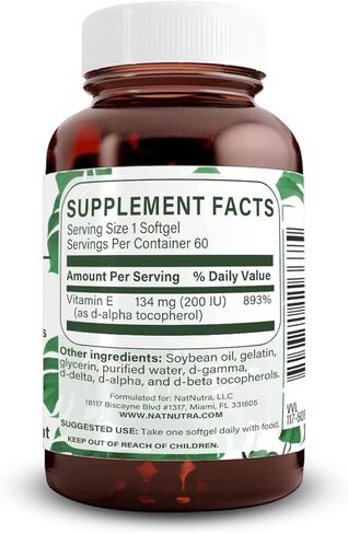 مكمل Nutra Vitamin E 400 IU الطبيعي، يعزز صحة البشرة، ويعزز نمو الشعر والأظافر، ويساعد على صحة القلب، ويحمي نسيج البشرة، 60 كبسولة هلامية ناعمة in Saudi Arabia