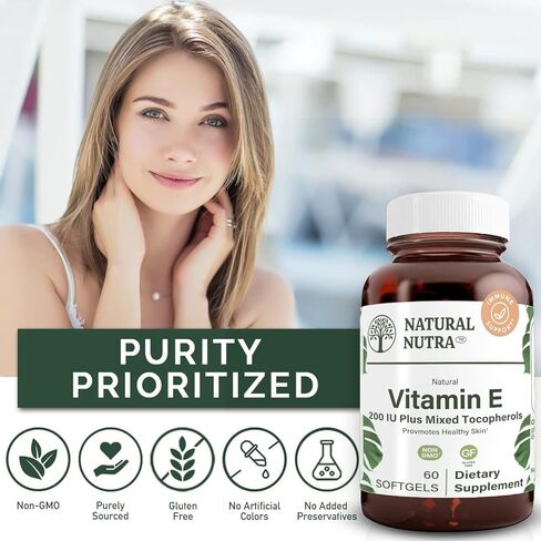 مكمل Nutra Vitamin E 400 IU الطبيعي، يعزز صحة البشرة، ويعزز نمو الشعر والأظافر، ويساعد على صحة القلب، ويحمي نسيج البشرة، 60 كبسولة هلامية ناعمة in Saudi Arabia