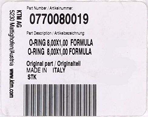 KTM O-RING 8,00X1,00 FORMULA 2002-2007-2017 50 65 85 105 SX XC SXS 0770080019 in Saudi Arabia