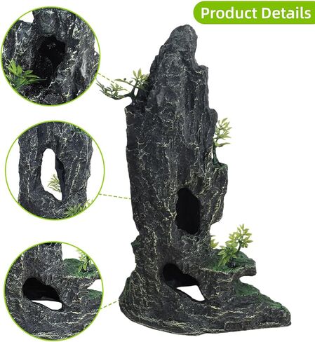 Mairuker Large and Tall Aquarium Mountain View Decoration Fish Tank Rock Thematic Ornaments Tree House Cave Fish Tank Decorations for Betta Cichlid Caves Aquarium Decor in Kuwait