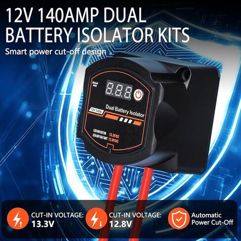 HALENBA Dual Battery Isolator Kit 12V 140Amp-Smart Battery Isolator with Voltage Sensitive Relay (VSR) for Cars, Boats & RVs - Easy Install, Waterproof, & Reliable Power Management in Saudi Arabia