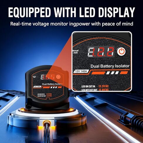 HALENBA Dual Battery Isolator Kit 12V 140Amp-Smart Battery Isolator with Voltage Sensitive Relay (VSR) for Cars, Boats & RVs - Easy Install, Waterproof, & Reliable Power Management in Saudi Arabia