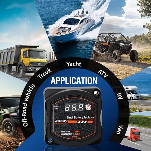 HALENBA Dual Battery Isolator Kit 12V 140Amp-Smart Battery Isolator with Voltage Sensitive Relay (VSR) for Cars, Boats & RVs - Easy Install, Waterproof, & Reliable Power Management in Saudi Arabia