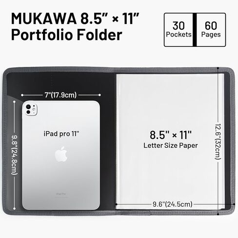 1 Pack 30-Pocket Binder, 8.5x11 (Black) Size Portfolio Folder with Clear Sleeves, Display 60 Pages,Presentation Folder, Art Portfolio Folder & Document Organizer For School& Office in Saudi Arabia