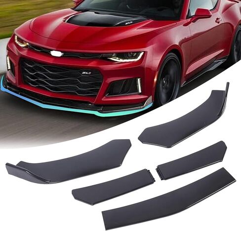 5-Section Universal Front Bumper Lip Spoiler, Gloss Black ABS Splitter for Sedan Coupe Hatchback, 56-72 Inch Adjustable Body Kit in Saudi Arabia