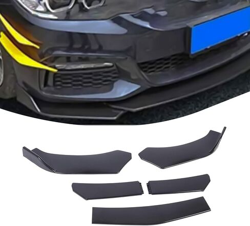 5-Section Universal Front Bumper Lip Spoiler, Gloss Black ABS Splitter for Sedan Coupe Hatchback, 56-72 Inch Adjustable Body Kit in Saudi Arabia