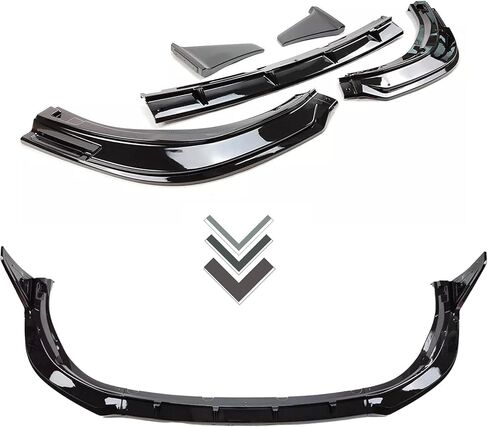 الشفة الأمامية المصد 3 قطع وامتدادات التنانير الجانبية 4 قطع لسيارة Toyota Camry SE XSE 2018-2024 8th 8.5th Yofer Style أطقم الجسم بالكامل (أسود لامع، لكامري 2018-2024) in Kuwait