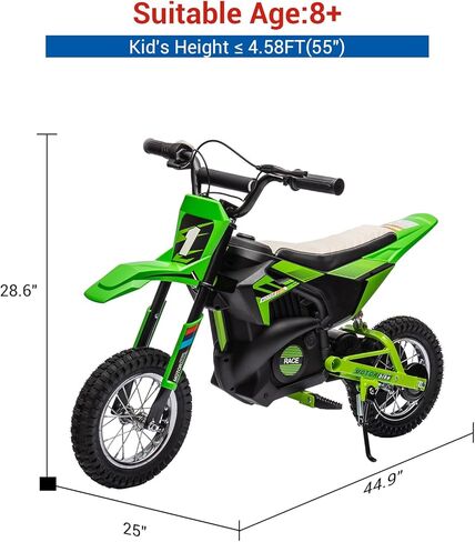 garveelife 24v للأطفال ركوب على دراجة نارية كهربائية على الطرق الوعرة، محرك 250 واط 13.6 ميل في الساعة سرعة الدراجة الترابية موتوكروس، مقعد جلدي، خنق قبضة ملتوية، تعليق معدني، إطارات مملوءة بالهواء للأطفال لعبة ركوب الخيل، أزرق in Kuwait