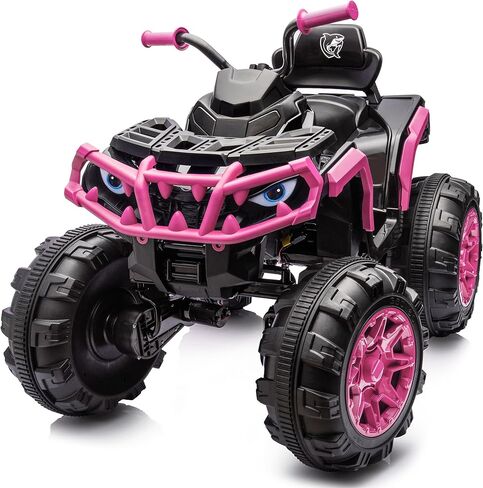 Shark Kids ATV 4 Wheeler، 24V 4WD لعبة ركوب ATV الكهربائية للأطفال الكبار، محرك 4X200W، السرعة القصوى 5.6 ميل في الساعة - أزرق in Kuwait