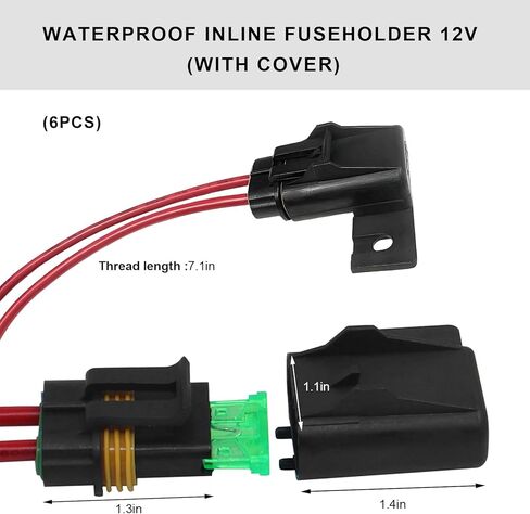 6 قطع حامل فيوز مضمن مع غطاء، حامل فيوز شفرة ATC/ATO مقاوم للماء 12AWG مع صمامات 30 أمبير، حاملات صمامات خطية 12 فولت للسيارات لحماية الدوائر والمعدات الكهربائية in Saudi Arabia