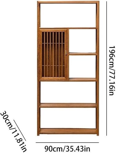 Bookshelf Home Solid Wood Storage Rack Office Mahogany Furniture Display Rack Study Antique Bookshelf Bookshelves and Bookcases(A:90CM*30CM*196CM) in Saudi Arabia