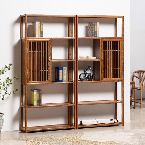 Bookshelf Home Solid Wood Storage Rack Office Mahogany Furniture Display Rack Study Antique Bookshelf Bookshelves and Bookcases(A:90CM*30CM*196CM) in Saudi Arabia