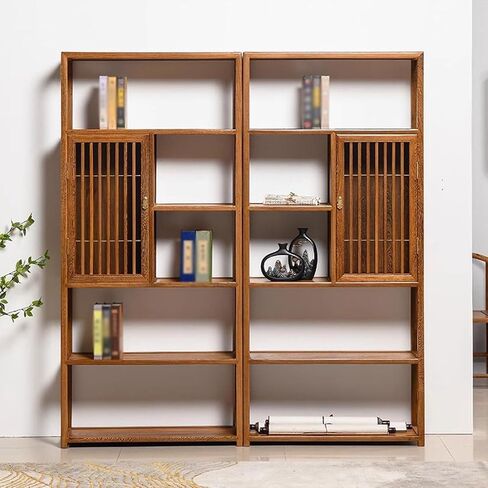 Bookshelf Home Solid Wood Storage Rack Office Mahogany Furniture Display Rack Study Antique Bookshelf Bookshelves and Bookcases(A:90CM*30CM*196CM) in Saudi Arabia
