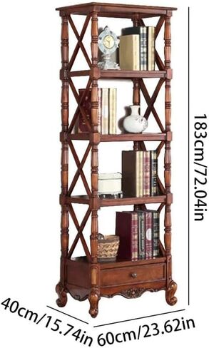 Bookshelf Living Room Retro Solid Wood Multi-Layer Bookshelf Home Entrance Decoration Storage Rack Bookshelves and Bookcases in Saudi Arabia