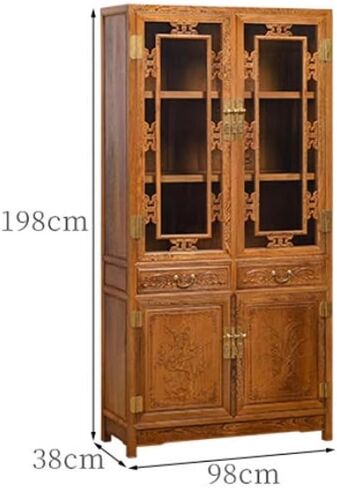 Bookshelf Creative Solid Wood Antique Multi-Layer Bookcase Home Mahogany Furniture Glass Door Display Cabinet Bookshelves and Bookcases in Saudi Arabia