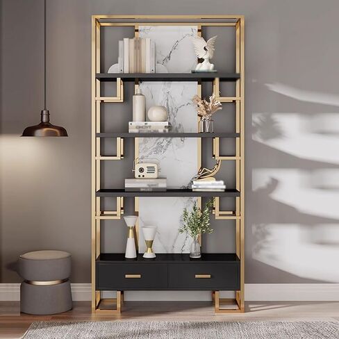 Bookshelf Modern Metal Bookshelf Home Floor-Standing Antique Shelf Porch Display Rack Bookshelves and Bookcases(B:120CM*30CM*200CM) in Saudi Arabia