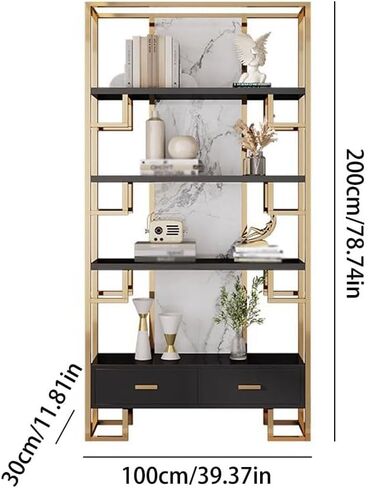 Bookshelf Modern Metal Bookshelf Home Floor-Standing Antique Shelf Porch Display Rack Bookshelves and Bookcases(B:120CM*30CM*200CM) in Saudi Arabia