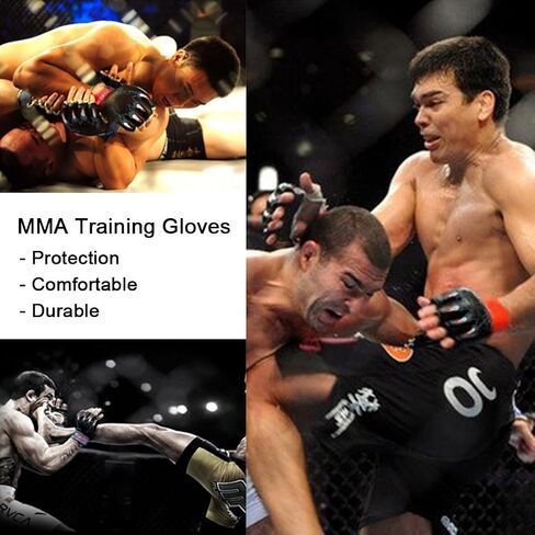 ZooBoo MMA Gloves, Half-Finger Boxing Fight Gloves MMA Mitts with Adjustable Wrist Band for Sanda Sparring Punching Bag Training (One Size Fits Most) in Kuwait