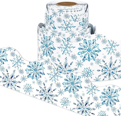 65 Ft Christmas Bulletin Board Border Winter Blue Snowflake Border Trim Self Adhesive Bulletin Board Stickers Roll for Xmas Holiday Classroom Office Chalkboard Party Decor in Saudi Arabia