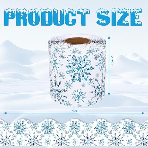 65 Ft Christmas Bulletin Board Border Winter Blue Snowflake Border Trim Self Adhesive Bulletin Board Stickers Roll for Xmas Holiday Classroom Office Chalkboard Party Decor in Saudi Arabia