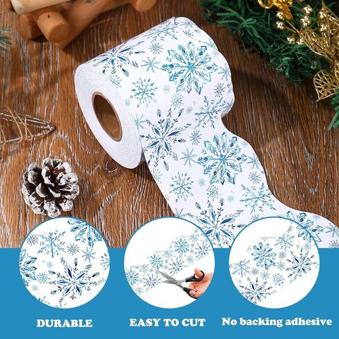 65 Ft Christmas Bulletin Board Border Winter Blue Snowflake Border Trim Self Adhesive Bulletin Board Stickers Roll for Xmas Holiday Classroom Office Chalkboard Party Decor in Saudi Arabia