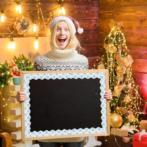 65 Ft Christmas Bulletin Board Border Winter Blue Snowflake Border Trim Self Adhesive Bulletin Board Stickers Roll for Xmas Holiday Classroom Office Chalkboard Party Decor in Saudi Arabia