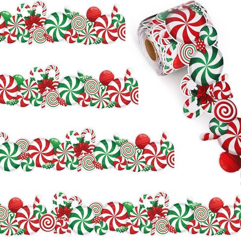 65.6ft Christmas Bulletin Board Borders Gift Box Candy Die-Cut Rolled Border Trim Winter Bulletin Board Decorations for School Classroom Office Blackboard Walls Locker Decor (Candy, 65.6ft) in Saudi Arabia