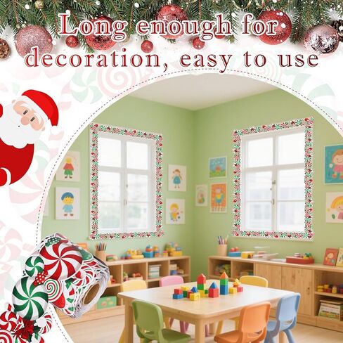 65.6ft Christmas Bulletin Board Borders Gift Box Candy Die-Cut Rolled Border Trim Winter Bulletin Board Decorations for School Classroom Office Blackboard Walls Locker Decor (Candy, 65.6ft) in Saudi Arabia
