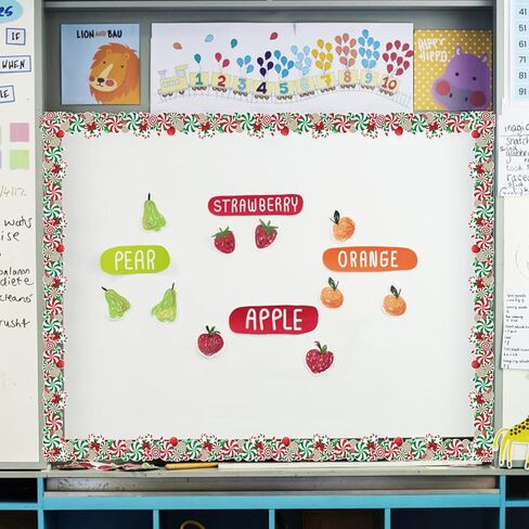 65.6ft Christmas Bulletin Board Borders Gift Box Candy Die-Cut Rolled Border Trim Winter Bulletin Board Decorations for School Classroom Office Blackboard Walls Locker Decor (Candy, 65.6ft) in Saudi Arabia