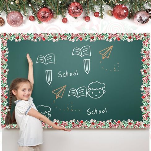65.6ft Christmas Bulletin Board Borders Gift Box Candy Die-Cut Rolled Border Trim Winter Bulletin Board Decorations for School Classroom Office Blackboard Walls Locker Decor (Candy, 65.6ft) in Saudi Arabia