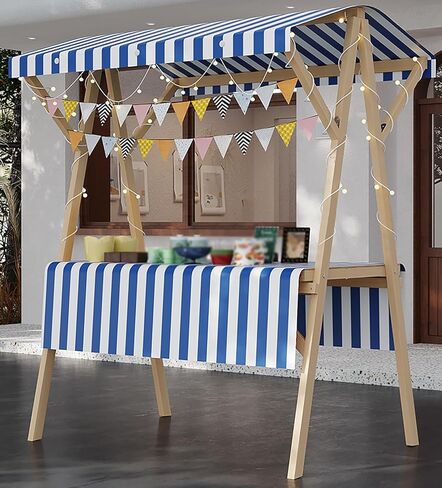 عربة طعام خشبية على عجلات، حامل عرض كشك متحرك لأكشاك الشوارع، بيع السوق، كشك، عربات طاولة البائع الدائمة على الأرض، عملية وخفيفة الوزن (أحمر، L 47 بوصة) in Kuwait