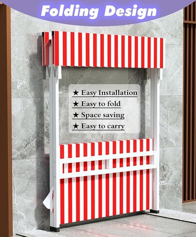 حامل عرض البيع بالتجزئة باللون الأحمر والأخضر لكشك البائع، رف كشك قابل للطي من الفولاذ الكربوني المحمول مع مظلة ومفرش طاولة لبيع الطعام/السوق (أحمر، L 51 بوصة) in Kuwait