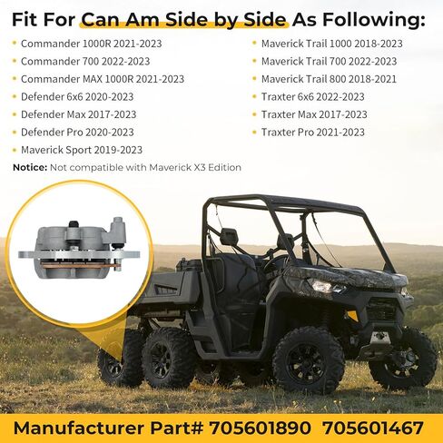 ماسك الفرامل الخلفي الأيمن والوسادات الملبدة لـ Can Am Maverick Trail/Sport 2018-Up Defender Max/Pro/6x6 2017-Up Commander 1000/700 2021-Up in Kuwait