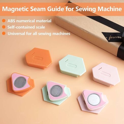 3 Pack Magnetic Seam Guide – Multifunctional Sewing Machine Accessory with Scale – Polygonal Magnetic Hemmer Guide for Precise Stitching in Saudi Arabia