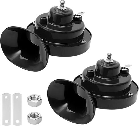 2PCS 300DB Super Loud Train Horns, 12V Waterproof Double Auto Snail Air Horn Replacement Kit, Electric Vehicle Loudspeaker Accessories, Universal for SUV Motorcycle Pickup(Black) in Saudi Arabia