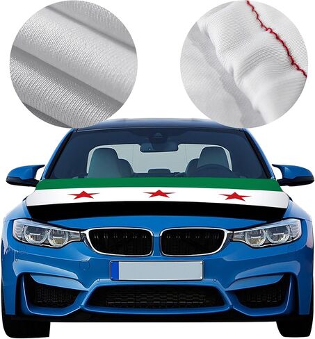 Syria Hood Cover 4x5 Ft Syria Hood Flag Cover for Elastic Fabrics Can be Washed, Car Bonnet Banner Engine Cover Decoration for Event Item in Saudi Arabia