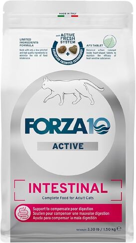Forza10 نظام غذائي نشط لدعم الأمعاء، طعام جاف للقطط البالغة، طعام جاف للقطط لاضطرابات المعدة والإسهال والاضطرابات المعوية، نكهة الأنشوجة البرية، كيس بوزن 1 رطل in Saudi Arabia