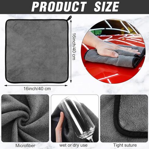 Tallew 18 Pcs Microfiber Towels 16 Inch x 16 Inch Microfiber Cloth Car Drying Towels for Cars Washing Polishing Office Windows Cleaning Household Supplies (Gray) in Saudi Arabia